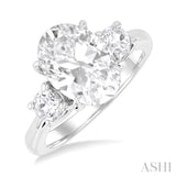 Oval Shape Past Present & Future Semi-Mount Diamond Engagement Ring