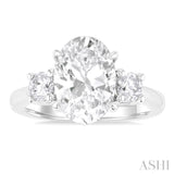 Oval Shape Past Present & Future Semi-Mount Diamond Engagement Ring