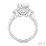 Oval Shape Past Present & Future Semi-Mount Diamond Engagement Ring