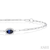 Oval Shape Paper Clip Gemstone & Halo Diamond Bracelet