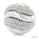 1/10 Ctw Bold Twisted Rib Round Cut Diamond Pirouette Bold Fashion Stud Earrings in Sterling Silver