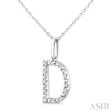 1/10 Ctw Initial 'D' Round Cut Diamond Fashion Pendant With Chain in Sterling Silver