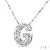 1/20 Ctw Bubble Accent Initial 'G' Round Cut Diamond Fashion Pendant With Chain in Sterling Silver