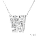 1/20 Ctw Bubble Accent Initial 'W' Round Cut Diamond Fashion Pendant With Chain in Sterling Silver
