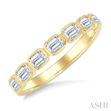 3/4 Ctw East-West Emerald Cut Bezel Diamond Fashion Band in 14K Yellow Gold