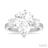 1.00 ctw Tri-Mount Pear Shape Round Cut Diamond Semi Mount Engagement Ring in 14K White Gold