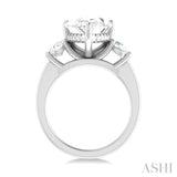 1.00 ctw Tri-Mount Pear Shape Round Cut Diamond Semi Mount Engagement Ring in 14K White Gold