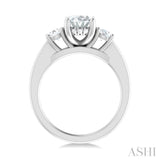 1/2 ctw Tri-Mount Past, Present and Future Oval Shape Center Round Cut Diamond Semi Mount Engagement Ring in 14K White Gold