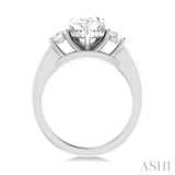 1/2 ctw Tri-Mount Pear Shape Round Cut Diamond Semi Mount Engagement Ring in 14K White Gold