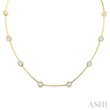 1 1/2 ctw Lovebright Circular Mount & Bar Link Round Cut Diamond Choker Necklace in 14K Yellow and White Gold