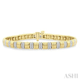 3/4 Ctw Ribbed Round Cut Diamond Pirouette Fashion Bracelet in 10K Yellow Gold