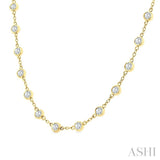 4 Ctw Bezel Set Round Cut Diamond Station Necklace in 14K Yellow Gold