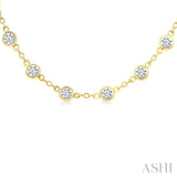4 Ctw Bezel Set Round Cut Diamond Station Necklace in 14K Yellow Gold