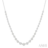 1 1/4 ctw Halfway Graduated Bezel Set Round Cut Diamond Tennis Necklace in 14K White Gold