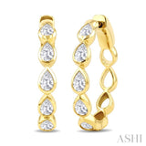 1 Ctw Bezel Set Pear Cut Diamond Fashion Hoop Earrings in 14K Yellow Gold