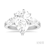 1.00 ctw Tri-Mount Centerpiece Pear and Round Cut Diamond Semi Mount Engagement Ring in 14K White Gold