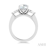 1/2 ctw Tri-Mount Circular Shape Center Pear and Round Cut Diamond Semi Mount Engagement Ring in 14K White Gold