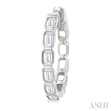 1 1/10 Ctw Bezel Set Emerald Cut Diamond Fashion Hoop Earrings in 14K White Gold