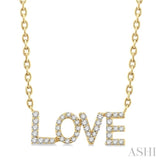 1/6 ctw 'LOVE' Block Round Cut Diamond Necklace in 10K Yellow Gold