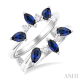 5x2.5 MM Marquise and 5x3 MM Pear Sapphire and 1/8 ctw Round Cut Diamond Insert Precious Ring in 14K White Gold