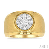 1.00 ctw Circular Wide Shank Lovebright Round Cut Diamond Men's Ring in 10K Yellow and White Gold