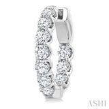 2 Ctw Inside-Out Embellished Round Cut Diamond Hoop Earrings in 14K White Gold