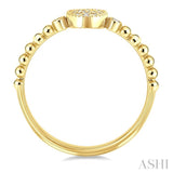 1/8 Ctw Petite Bead Shank Oval Center Round Cut Bead Bijoux Diamond Fashion Ring in 10K Yellow Gold