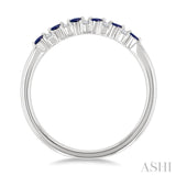 1.9 MM Sapphire and 1/10 Ctw Round Cut Diamond Precious Band in 14K White Gold