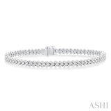 3 1/2 ctw Chevron Three Row Round Cut Diamond Tennis Bracelet in 14K White Gold
