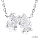 3/4 ctw Toi Et Moi Oval and Pear Cut Diamond Necklace in 14K White Gold