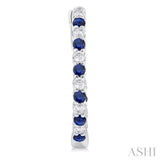 1.8 MM Sapphire and 1/2 Ctw Round Cut Inside-Out Diamond Precious Hoop Earrings in 14K White Gold