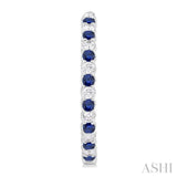 2.1 MM Round Sapphire and 1 Ctw Round Cut Diamond Inside & Outside Alternating Precious Hoop Earrings in 14K White Gold