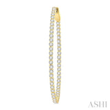 2 Ctw Inside & Outside Round Cut Diamond Hoop Earrings in 14K Yellow Gold