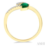 6x4 MM Pear Shape Emerald and 1/10 Ctw Round Cut Diamond Precious Ring in 10K Yellow Gold