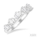 5/8 Ctw Baguette and Round Cut Diamond Stackable Fashion Band in 14K White Gold