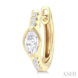 1/3 Ctw Marquise Centerpiece and Round Cut Diamond Fashion Huggie Earrings in 14K Yellow Gold