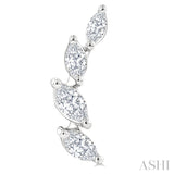 1/2 Ctw Marquise Cut Diamond Leaf Vine Fashion Stud Earrings in 14K White Gold