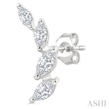 1/2 Ctw Marquise Cut Diamond Leaf Vine Fashion Stud Earrings in 14K White Gold