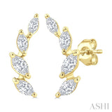1/2 Ctw Marquise Cut Diamond Leaf Vine Fashion Stud Earrings in 14K Yellow Gold