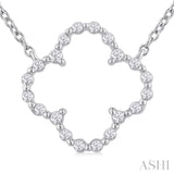 1/8 Ctw Petite Open Window Clover Round Cut Diamond Pendant With Chain in Sterling Silver