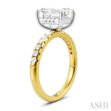 1/3 Ctw Emerald Shape Round Cut Diamond Semi-Mount Engagement Ring in 14K Yellow and White Gold