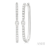 1/3 Ctw Marquise and Round Cut Diamond Rectangular Fashion Hoop Earrings in 14K White Gold