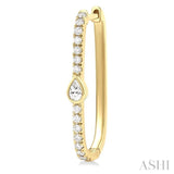 3/8 Ctw Pear and Round Cut Diamond Rectangular Fashion Hoop Earrings in 14K Yellow Gold