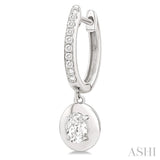 1/2 Ctw Oval Shape Dome Round Cut Diamond Fashion Huggie Earrings in 14K White Gold