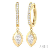 1/2 Ctw Marquise Shape Dome Round Cut Diamond Fashion Huggie Earrings in 14K Yellow Gold