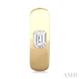 1/3 ctw Bezel Set Emerald Cut Diamond Fashion Huggie Earrings in 14K Yellow Gold