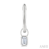 1/3 Ctw Bezel Set Emerald Cut Diamond Huggie Earrings in 14K White Gold