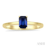 6x4 MM Octagon Shape Sapphire Precious Solitaire Ring in 14K Yellow Gold
