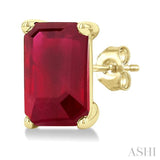 5X3 MM Octagon Shape Ruby Precious Stud Earrings in 14K Yellow Gold