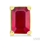 4X3 MM Octagon Shape Ruby Precious Stud Earrings in 14K Yellow Gold